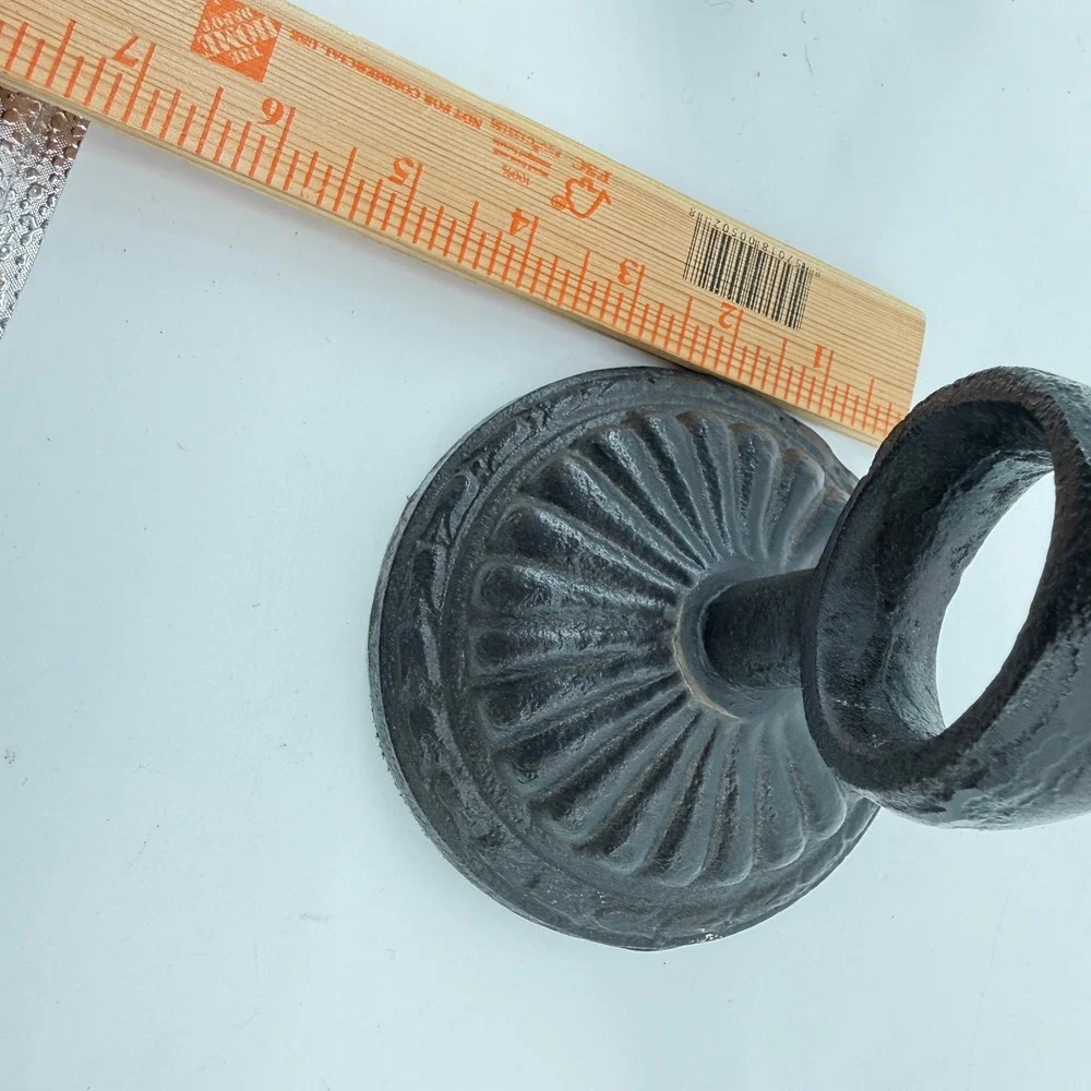 Pier‎ One Cast Iron Candlestick Holder Home Decor OS Black Vintage Fluted Base